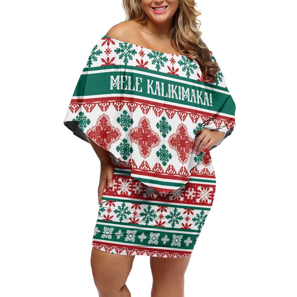 Mele Kalikimaka Hawaii Christmas Family Matching Off Shoulder Short Dress and Hawaiian Shirt Hawaiian Quilt Pattern Style - Polynesian Pride