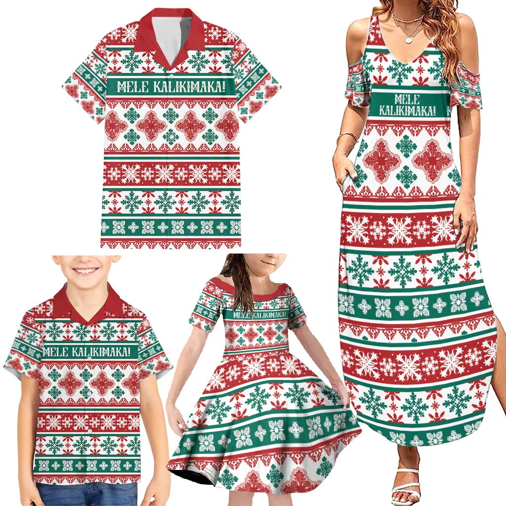 Mele Kalikimaka Hawaii Christmas Family Matching Summer Maxi Dress and Hawaiian Shirt Hawaiian Quilt Pattern Style - Polynesian Pride