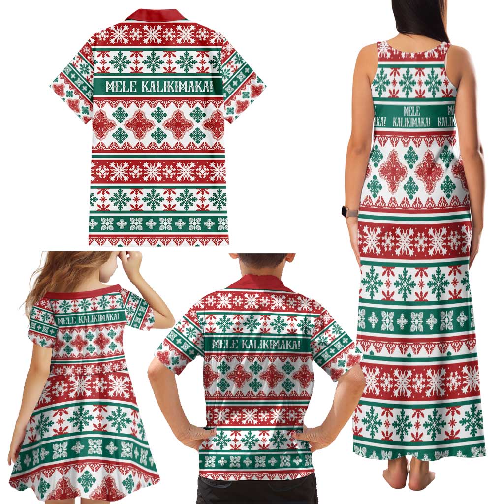Mele Kalikimaka Hawaii Christmas Family Matching Tank Maxi Dress and Hawaiian Shirt Hawaiian Quilt Pattern Style - Polynesian Pride