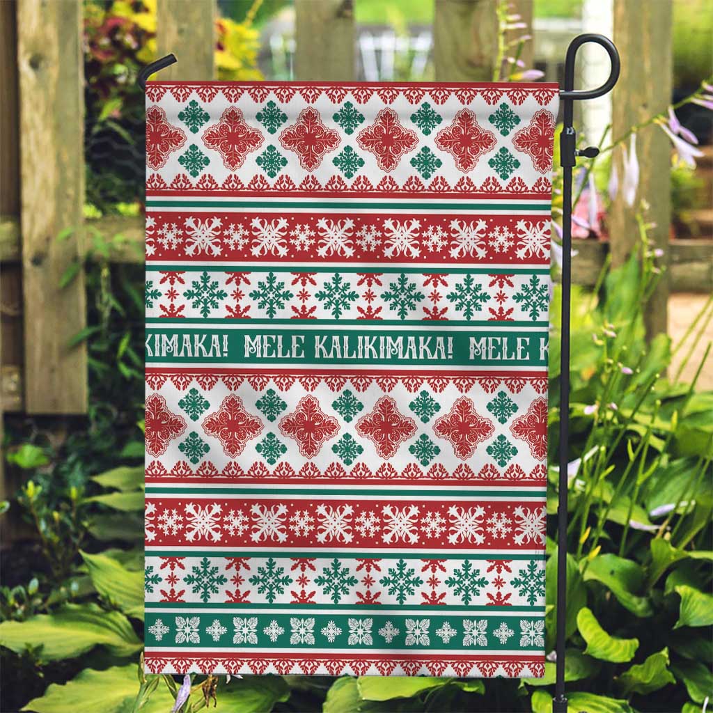 Mele Kalikimaka Hawaii Christmas Garden Flag Hawaiian Quilt Pattern Style - Polynesian Pride