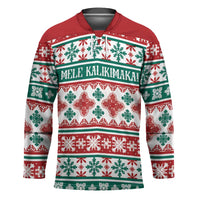 Mele Kalikimaka Hawaii Christmas Hockey Jersey Hawaiian Quilt Pattern Style - Polynesian Pride