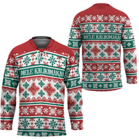 Mele Kalikimaka Hawaii Christmas Hockey Jersey Hawaiian Quilt Pattern Style - Polynesian Pride