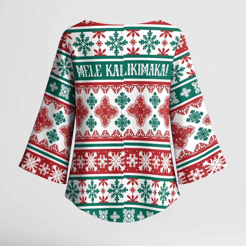 Mele Kalikimaka Hawaii Christmas Kimono Sleeve Blouse Hawaiian Quilt Pattern Style - Polynesian Pride
