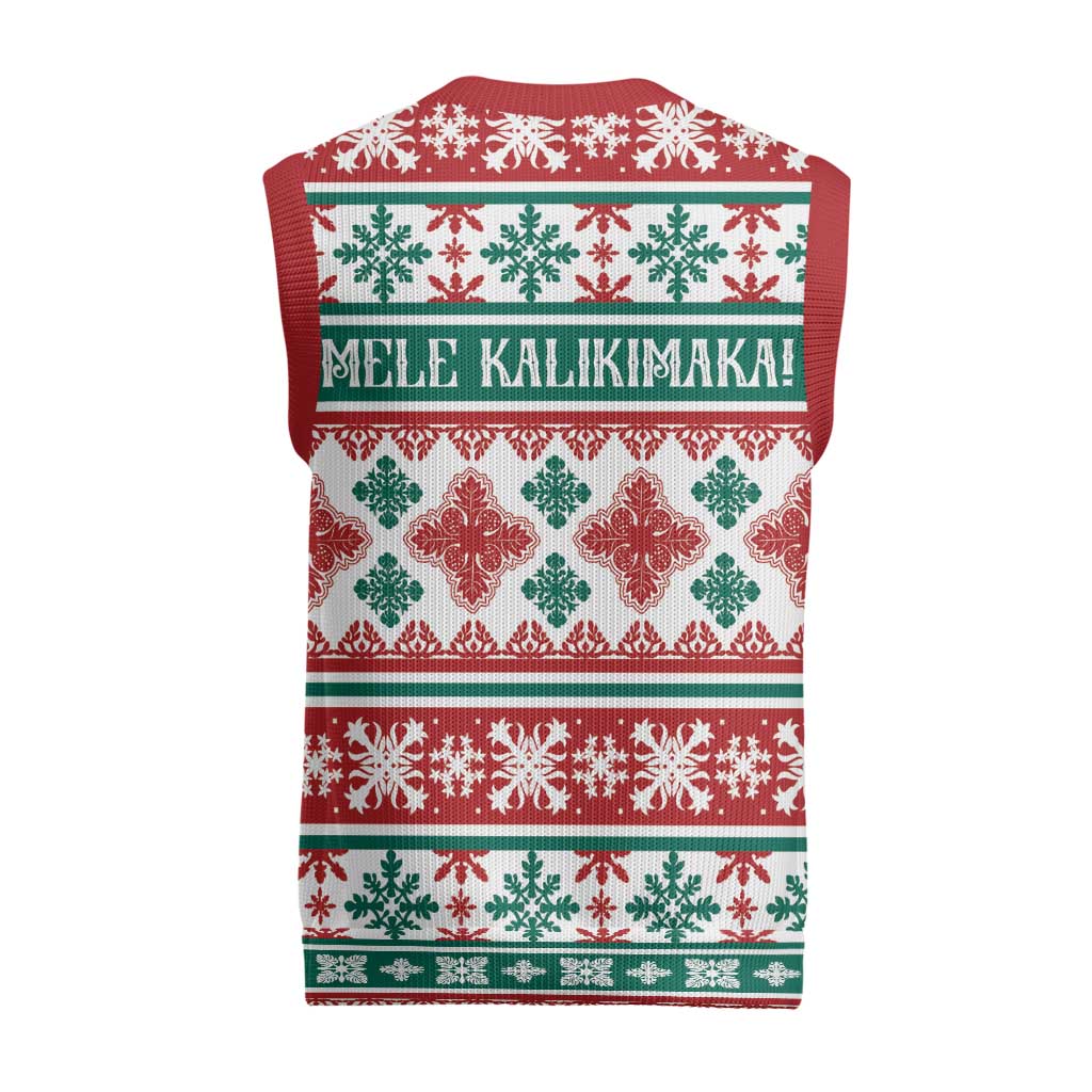 Mele Kalikimaka Hawaii Christmas Knitted V-Neck Vest Hawaiian Quilt Pattern Style - Polynesian Pride