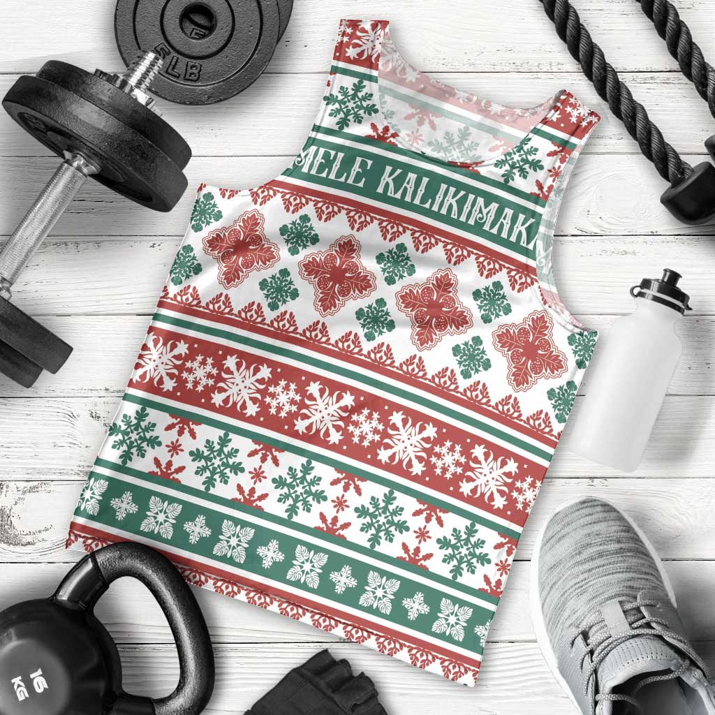Mele Kalikimaka Hawaii Christmas Men Tank Top Hawaiian Quilt Pattern Style - Polynesian Pride