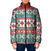 Mele Kalikimaka Hawaii Christmas Padded Jacket Hawaiian Quilt Pattern Style - Polynesian Pride