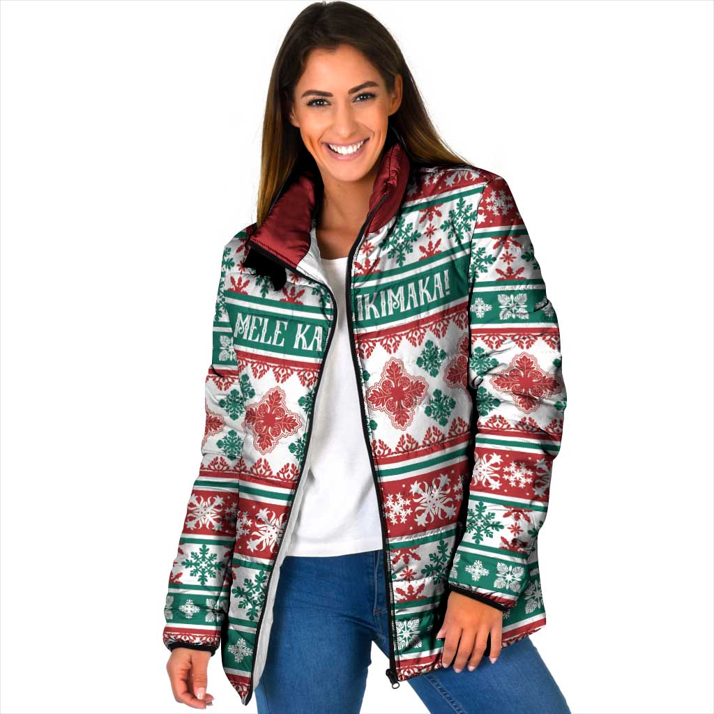 Mele Kalikimaka Hawaii Christmas Padded Jacket Hawaiian Quilt Pattern Style - Polynesian Pride
