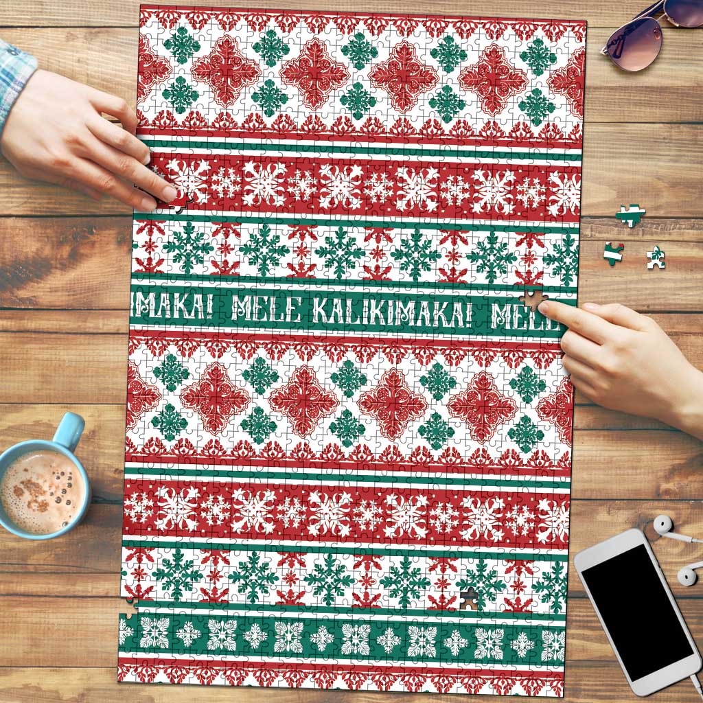 Mele Kalikimaka Hawaii Christmas Puzzle Hawaiian Quilt Pattern Style - Polynesian Pride