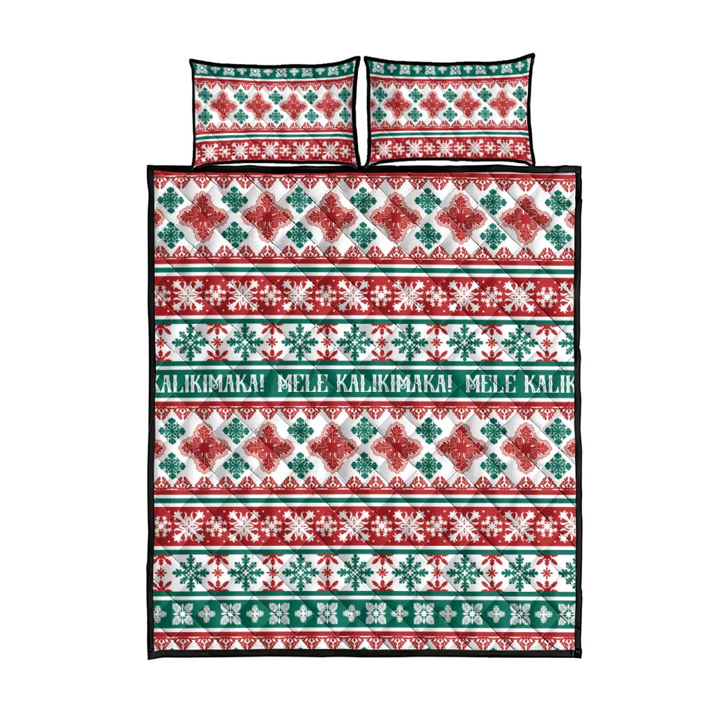 Mele Kalikimaka Hawaii Christmas Quilt Bed Set Hawaiian Quilt Pattern Style - Polynesian Pride