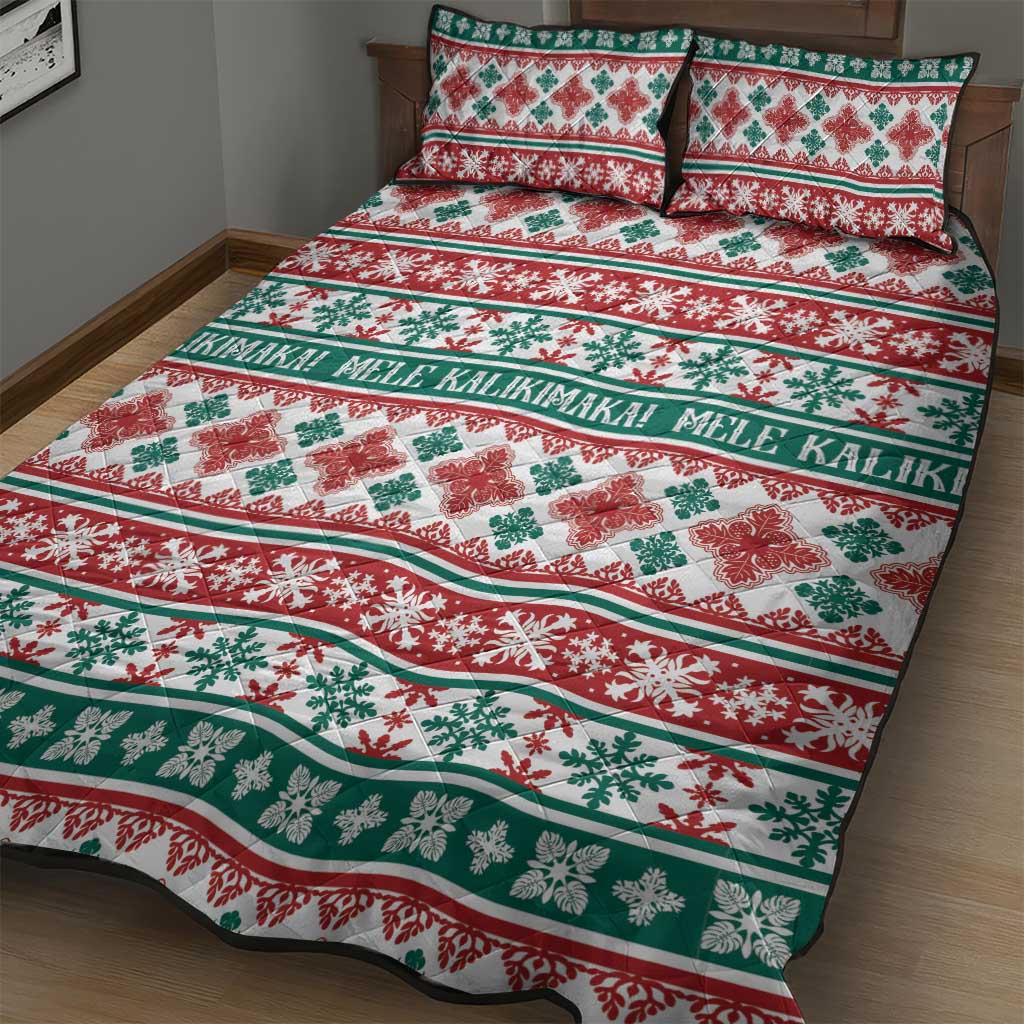 Mele Kalikimaka Hawaii Christmas Quilt Bed Set Hawaiian Quilt Pattern Style - Polynesian Pride