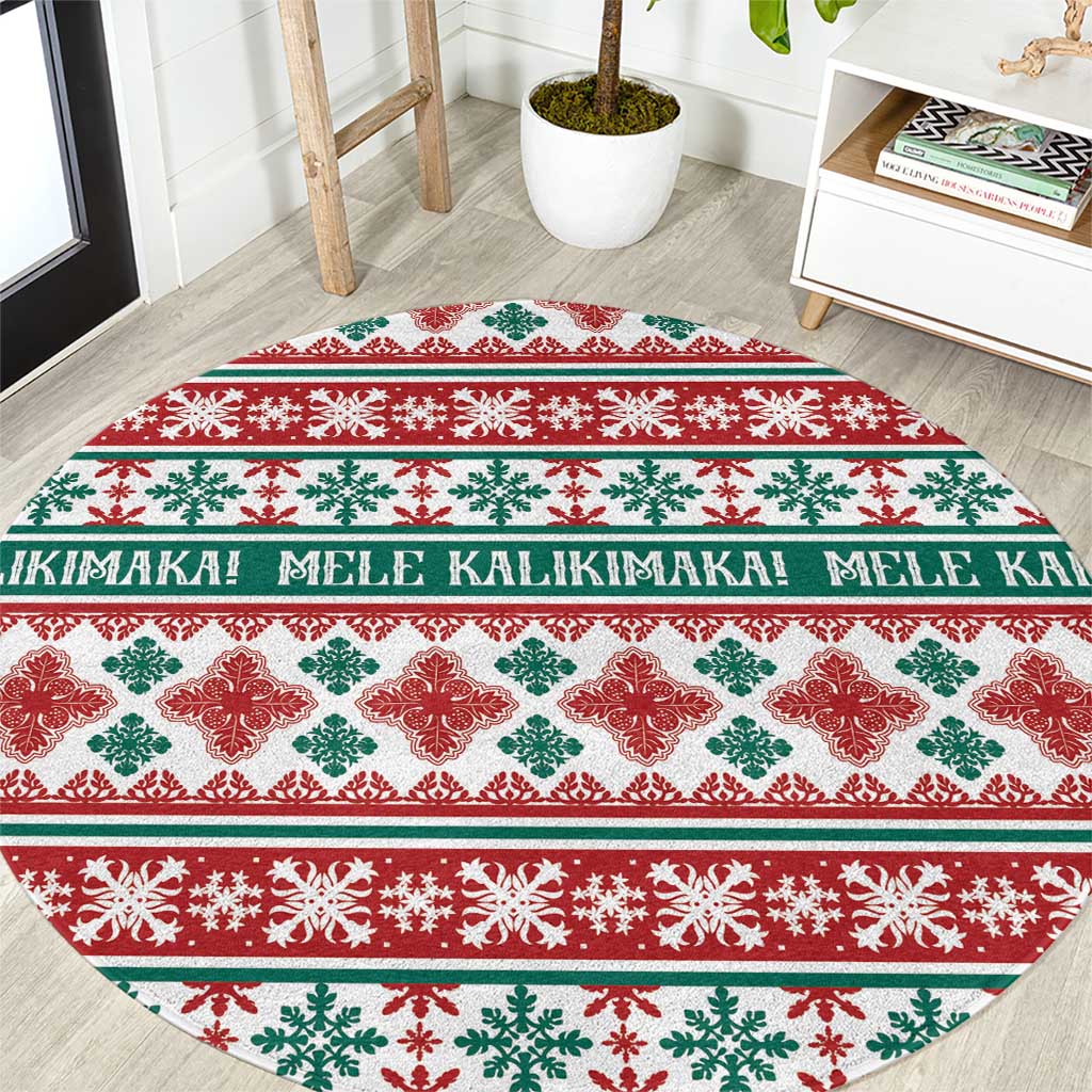 Mele Kalikimaka Hawaii Christmas Round Carpet Hawaiian Quilt Pattern Style - Polynesian Pride