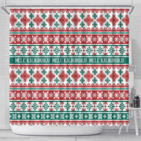 Mele Kalikimaka Hawaii Christmas Shower Curtain Hawaiian Quilt Pattern Style - Polynesian Pride