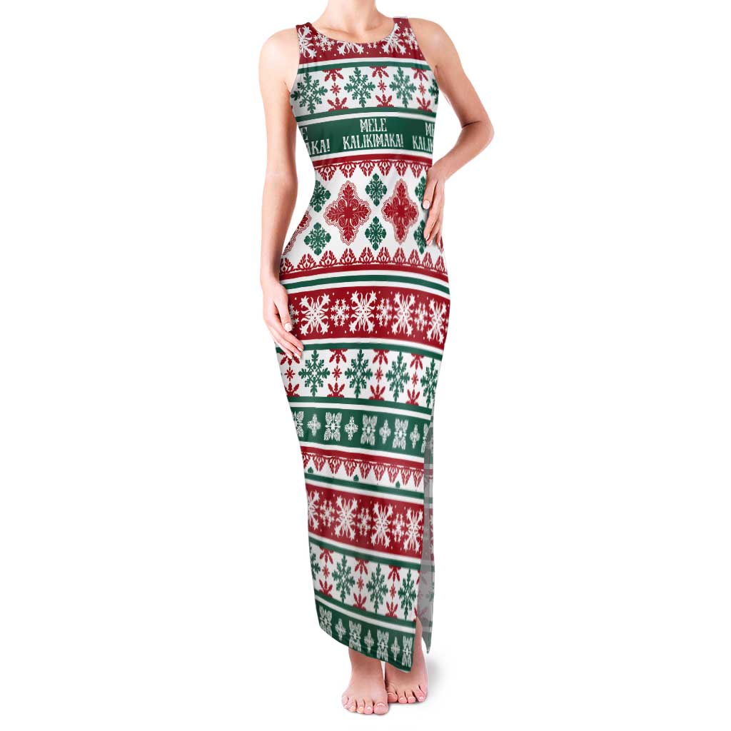 Mele Kalikimaka Hawaii Christmas Tank Maxi Dress Hawaiian Quilt Pattern Style - Polynesian Pride