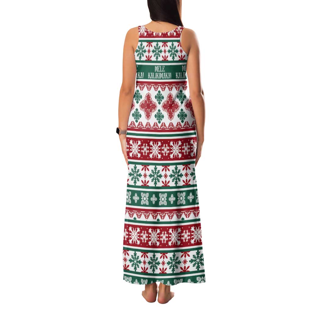Mele Kalikimaka Hawaii Christmas Tank Maxi Dress Hawaiian Quilt Pattern Style - Polynesian Pride