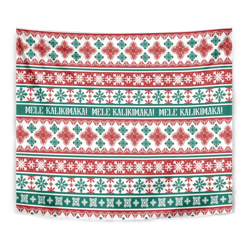 Mele Kalikimaka Hawaii Christmas Tapestry Hawaiian Quilt Pattern Style - Polynesian Pride