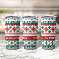 Mele Kalikimaka Hawaii Christmas Tumbler Cup Hawaiian Quilt Pattern Style - Polynesian Pride
