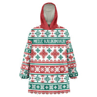 Mele Kalikimaka Hawaii Christmas Wearable Blanket Hoodie Hawaiian Quilt Pattern Style - Polynesian Pride