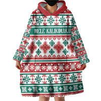 Mele Kalikimaka Hawaii Christmas Wearable Blanket Hoodie Hawaiian Quilt Pattern Style - Polynesian Pride