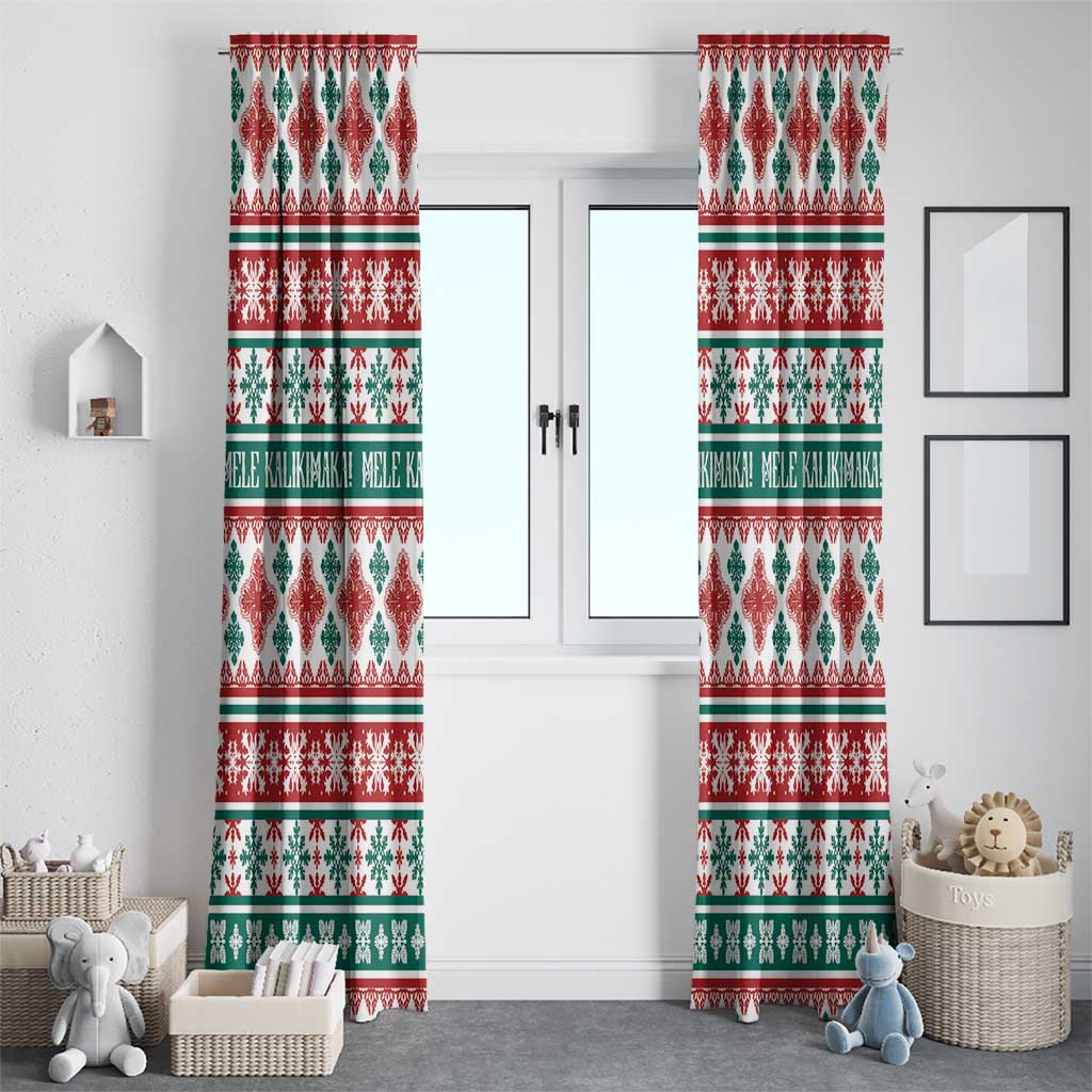 Mele Kalikimaka Hawaii Christmas Window Curtain Hawaiian Quilt Pattern Style - Polynesian Pride