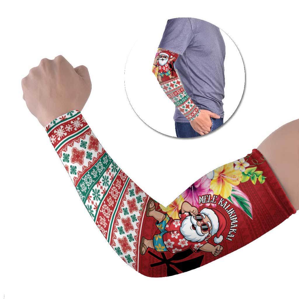 Santa Surf Mele Kalikimaka Personalized Arm Sleeves Aloha Tropical Christmas Vibes - Polynesian Pride