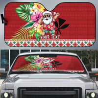 Santa Surf Mele Kalikimaka Personalized Auto Sun Shade Aloha Tropical Christmas Vibes - Polynesian Pride