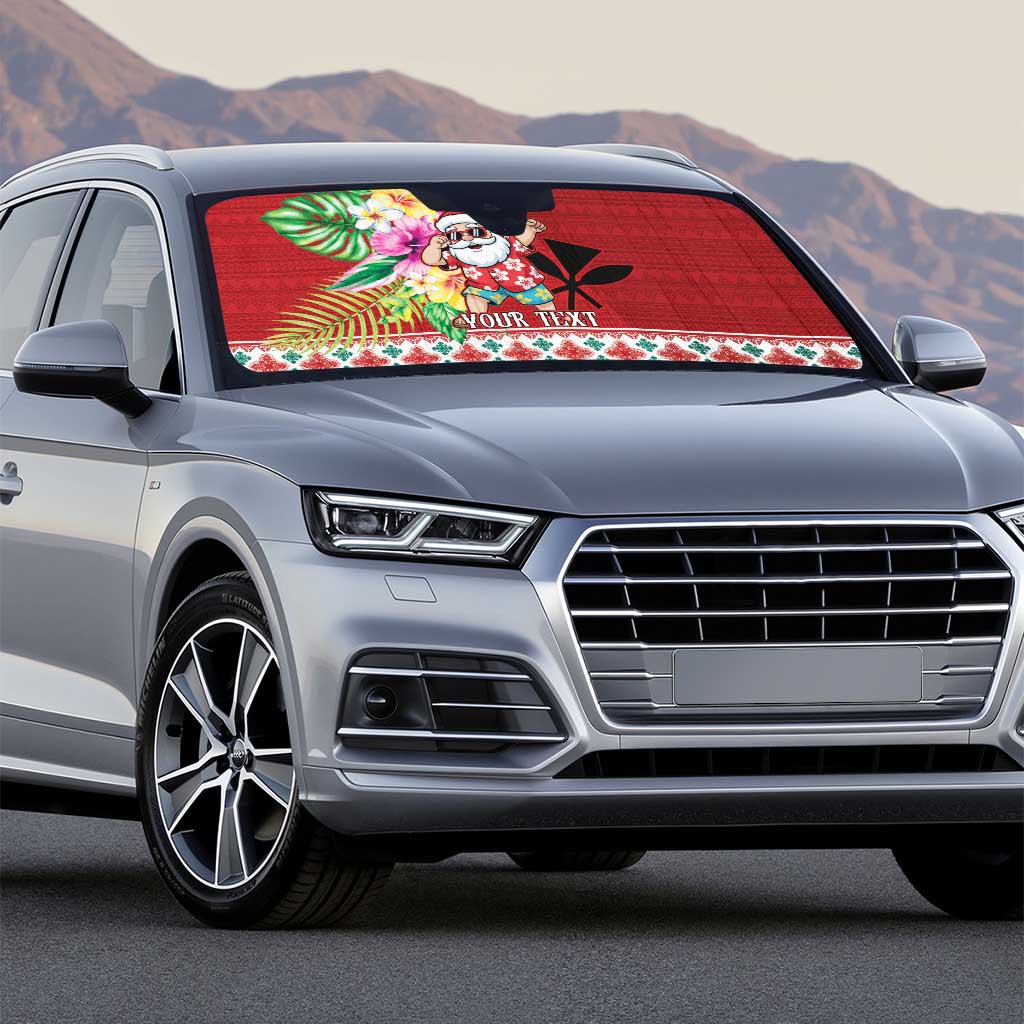 Santa Surf Mele Kalikimaka Personalized Auto Sun Shade Aloha Tropical Christmas Vibes - Polynesian Pride