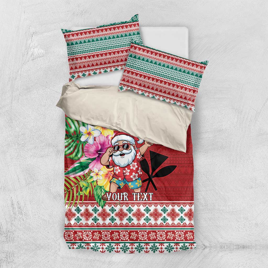 Santa Surf Mele Kalikimaka Personalized Bedding Set Aloha Tropical Christmas Vibes - Polynesian Pride