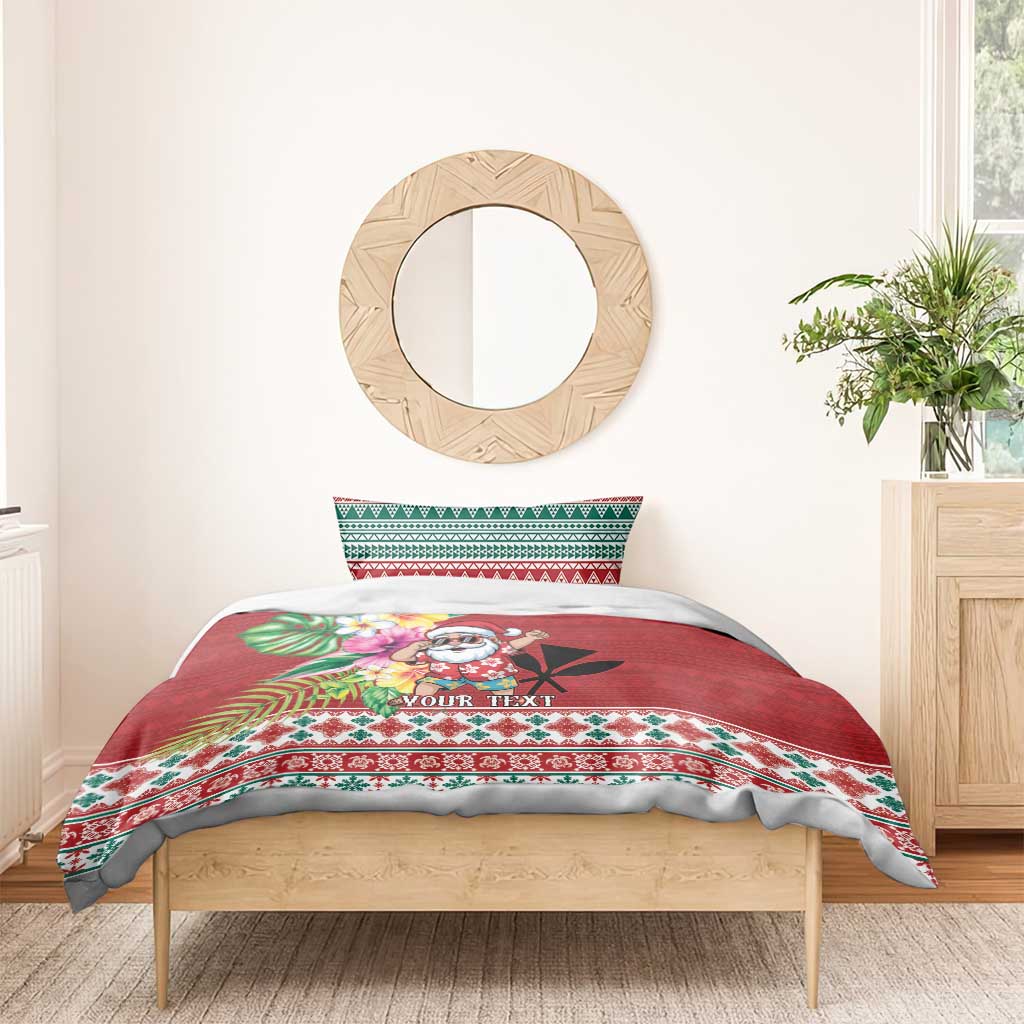 Santa Surf Mele Kalikimaka Personalized Bedding Set Aloha Tropical Christmas Vibes - Polynesian Pride