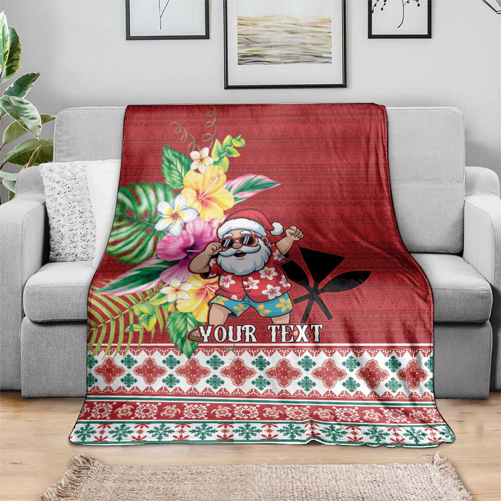 Santa Surf Mele Kalikimaka Personalized Blanket Aloha Tropical Christmas Vibes - Polynesian Pride