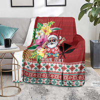 Santa Surf Mele Kalikimaka Personalized Blanket Aloha Tropical Christmas Vibes - Polynesian Pride