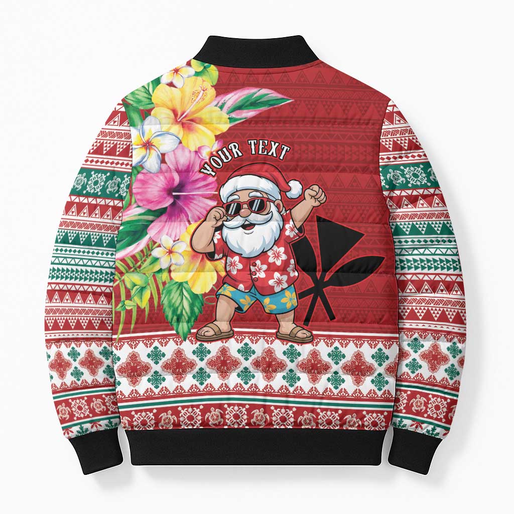 Santa Surf Mele Kalikimaka Personalized Bomber Puffer Jacket Aloha Tropical Christmas Vibes LT9 - Polynesian Pride