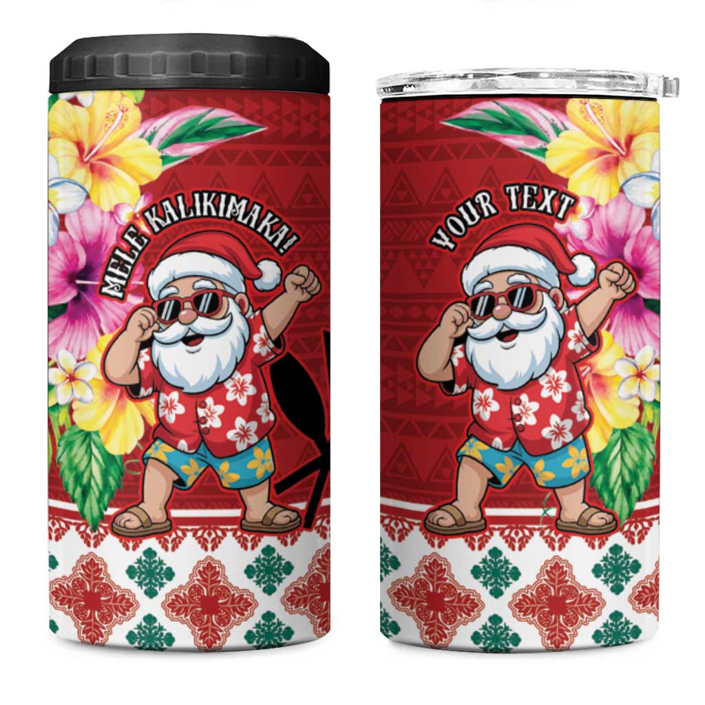 Santa Surf Mele Kalikimaka Personalized 4 in 1 Can Cooler Tumbler Aloha Tropical Christmas Vibes LT9 One Size: 16 oz Red - Polynesian Pride