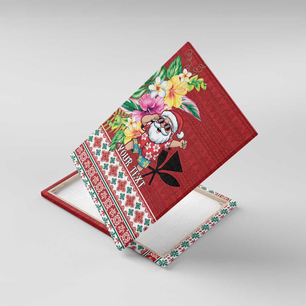 Santa Surf Mele Kalikimaka Personalized Canvas Wall Art Aloha Tropical Christmas Vibes LT9 With Frame Red - Polynesian Pride