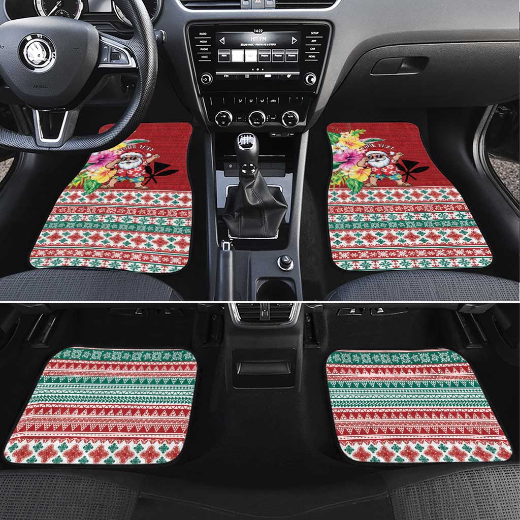 Santa Surf Mele Kalikimaka Personalized Car Mats Aloha Tropical Christmas Vibes LT9 Set 4pcs Red - Polynesian Pride