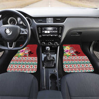 Santa Surf Mele Kalikimaka Personalized Car Mats Aloha Tropical Christmas Vibes LT9 Set 2pcs - Front Red - Polynesian Pride