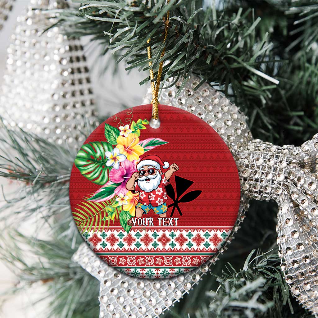 Santa Surf Mele Kalikimaka Personalized Ceramic Ornament Aloha Tropical Christmas Vibes LT9 - Polynesian Pride