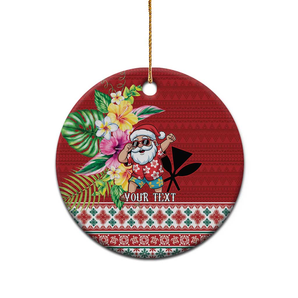 Santa Surf Mele Kalikimaka Personalized Ceramic Ornament Aloha Tropical Christmas Vibes LT9 - Polynesian Pride