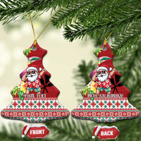 Santa Surf Mele Kalikimaka Personalized Ceramic Ornament Aloha Tropical Christmas Vibes LT9 Christmas Tree Red - Polynesian Pride