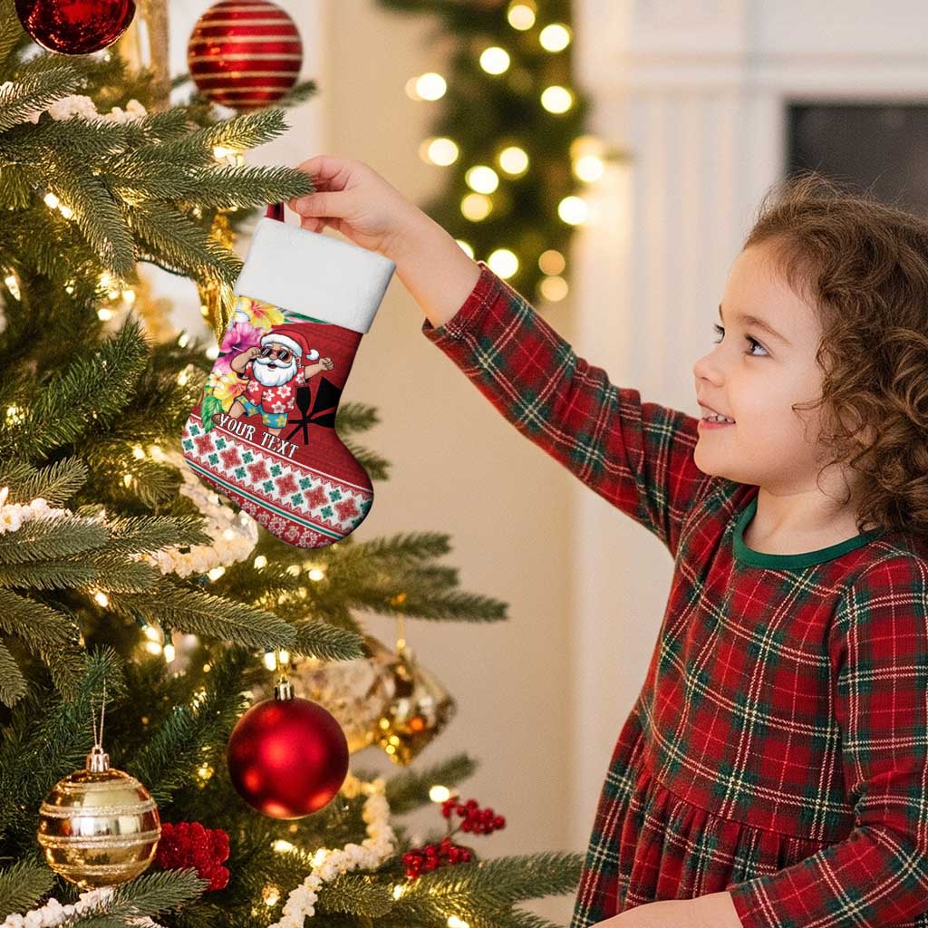 Santa Surf Mele Kalikimaka Personalized Christmas Stocking Aloha Tropical Christmas Vibes - Polynesian Pride