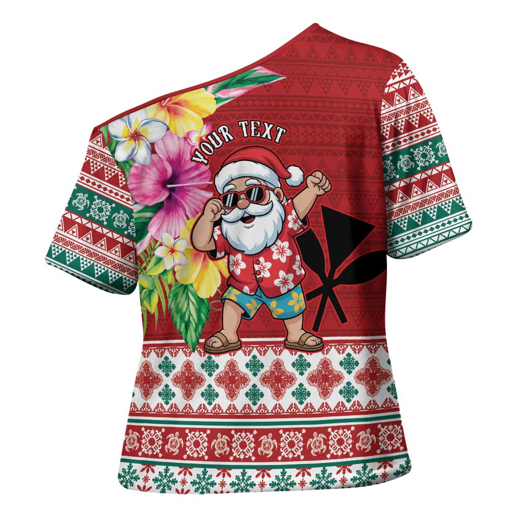 Santa Surf Mele Kalikimaka Personalized Cross Shoulder Shirt Aloha Tropical Christmas Vibes LT9 - Polynesian Pride
