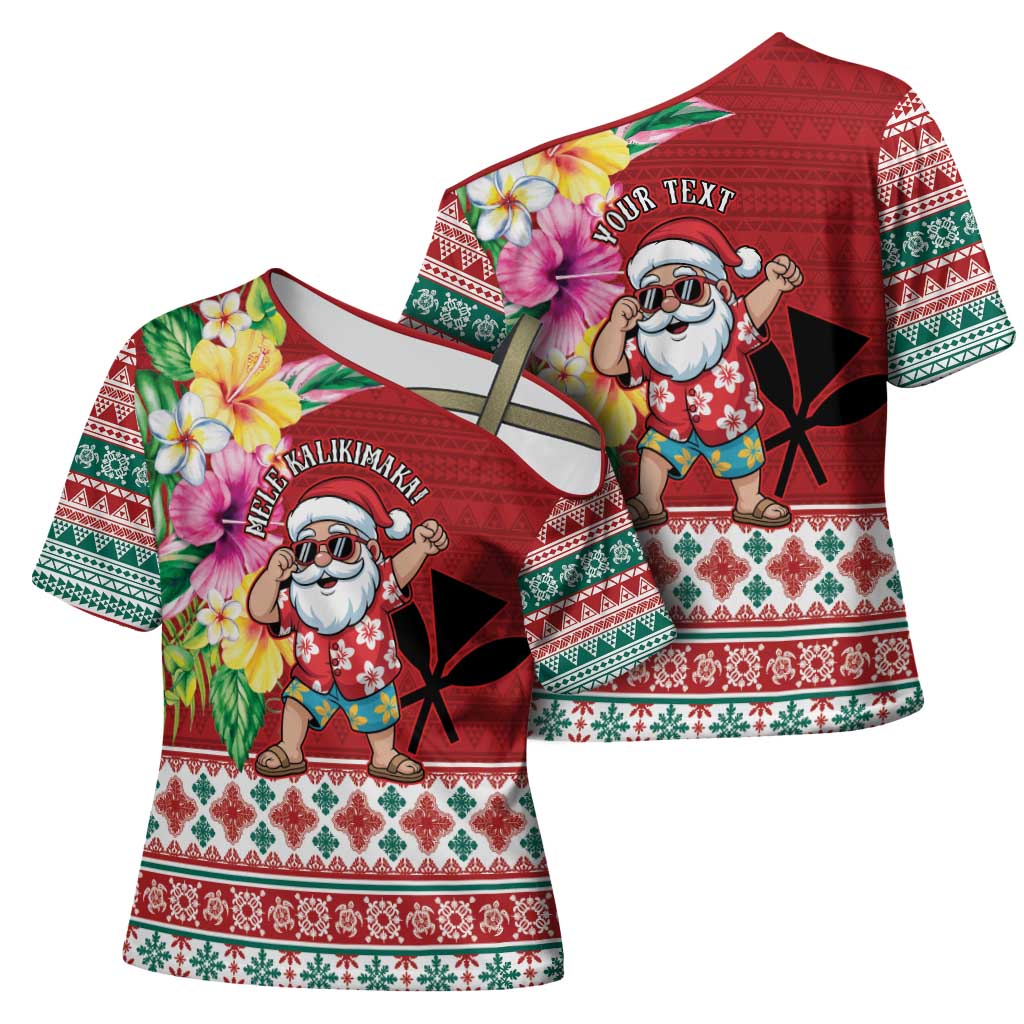 Santa Surf Mele Kalikimaka Personalized Cross Shoulder Shirt Aloha Tropical Christmas Vibes LT9 - Polynesian Pride