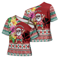 Santa Surf Mele Kalikimaka Personalized Cross Shoulder Shirt Aloha Tropical Christmas Vibes LT9 - Polynesian Pride