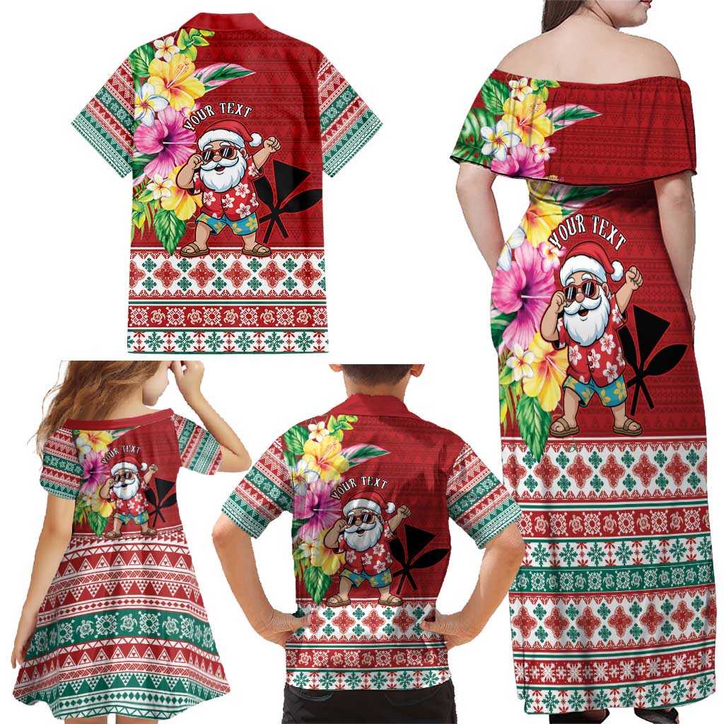 Santa Surf Mele Kalikimaka Personalized Family Matching Off Shoulder Maxi Dress and Hawaiian Shirt Aloha Tropical Christmas Vibes - Polynesian Pride
