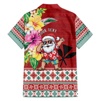 Santa Surf Mele Kalikimaka Personalized Family Matching Off Shoulder Short Dress and Hawaiian Shirt Aloha Tropical Christmas Vibes - Polynesian Pride