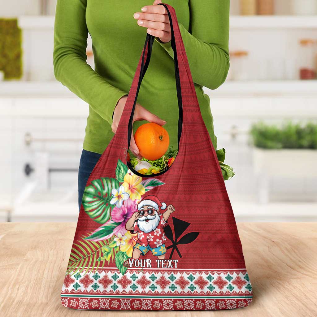 Santa Surf Mele Kalikimaka Personalized Grocery Bag Aloha Tropical Christmas Vibes - Polynesian Pride