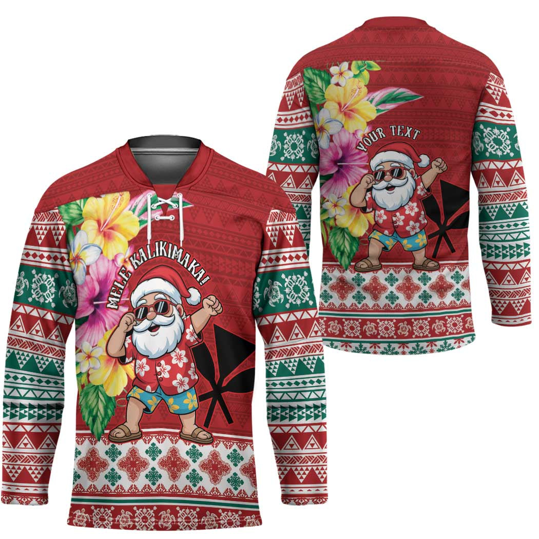 Santa Surf Mele Kalikimaka Personalized Hockey Jersey Aloha Tropical Christmas Vibes LT9 - Polynesian Pride