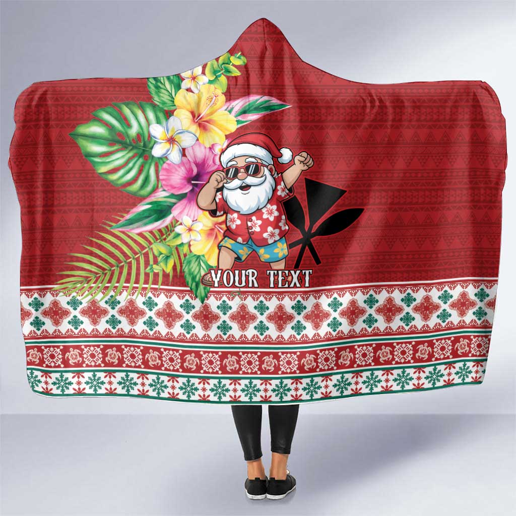 Santa Surf Mele Kalikimaka Personalized Hooded Blanket Aloha Tropical Christmas Vibes - Polynesian Pride