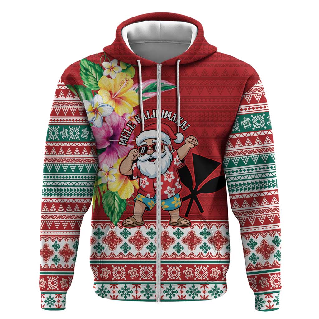 Santa Surf Mele Kalikimaka Personalized Hoodie Aloha Tropical Christmas Vibes - Polynesian Pride