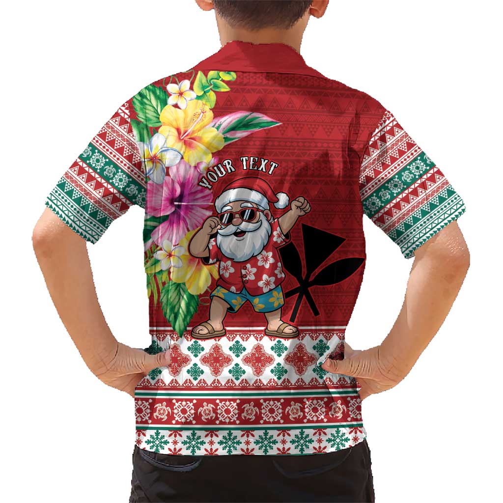 Santa Surf Mele Kalikimaka Personalized Kid Hawaiian Shirt Aloha Tropical Christmas Vibes - Polynesian Pride