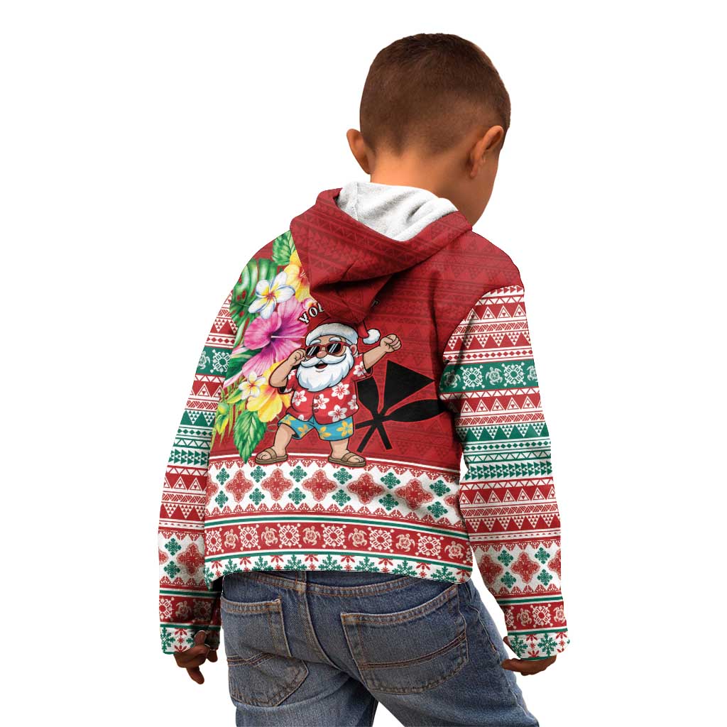 Santa Surf Mele Kalikimaka Personalized Kid Hoodie Aloha Tropical Christmas Vibes - Polynesian Pride